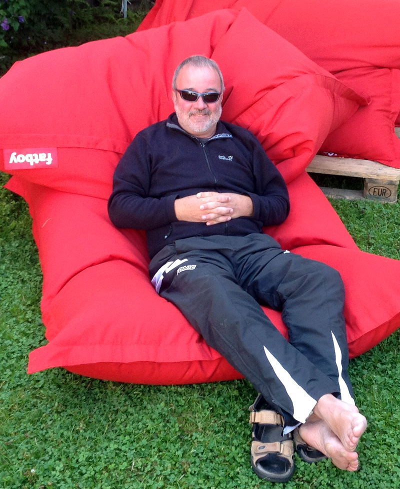 Rainer in bevorzugter Position im "Fatboy" Rainer in bevorzugter Position im "Fatboy"